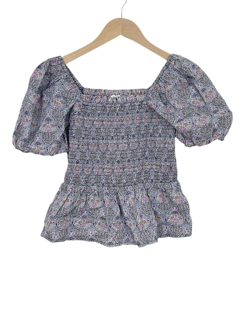J. Crew Liberty Fabric Smocked Square Neck Top Medium